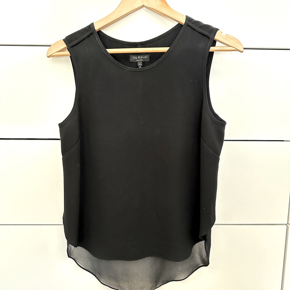 Rag & Bone Silk Crepe and Sheer Tank